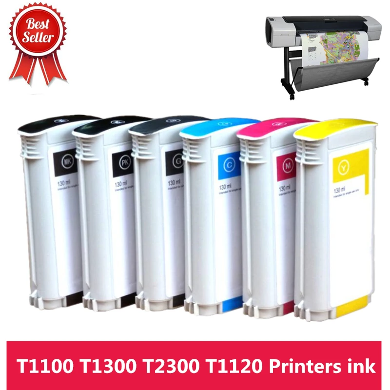 Tinta de Alta Cartucho de Tinta ml com Chip para hp Qualidade Completo T620 T770 T790 T795 T1100 T1120 T1200 T1300 T2300 72 130 T610