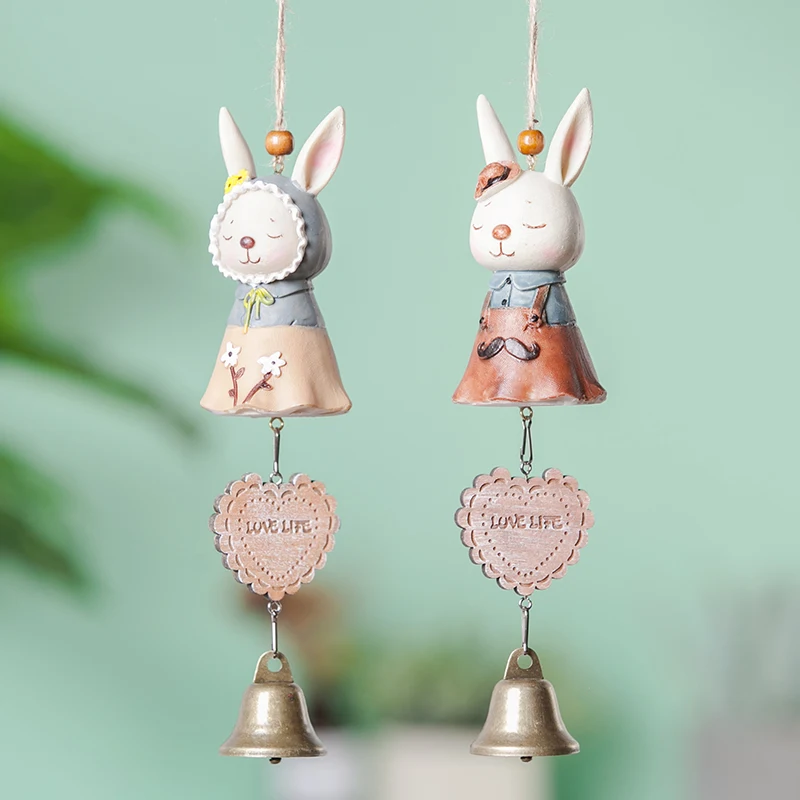 

Rabbit Wind Chimes Home Decoration Accessories Modern Sunny Doll Bunny Windows and Doors Campanula Woods Hanging Decorations