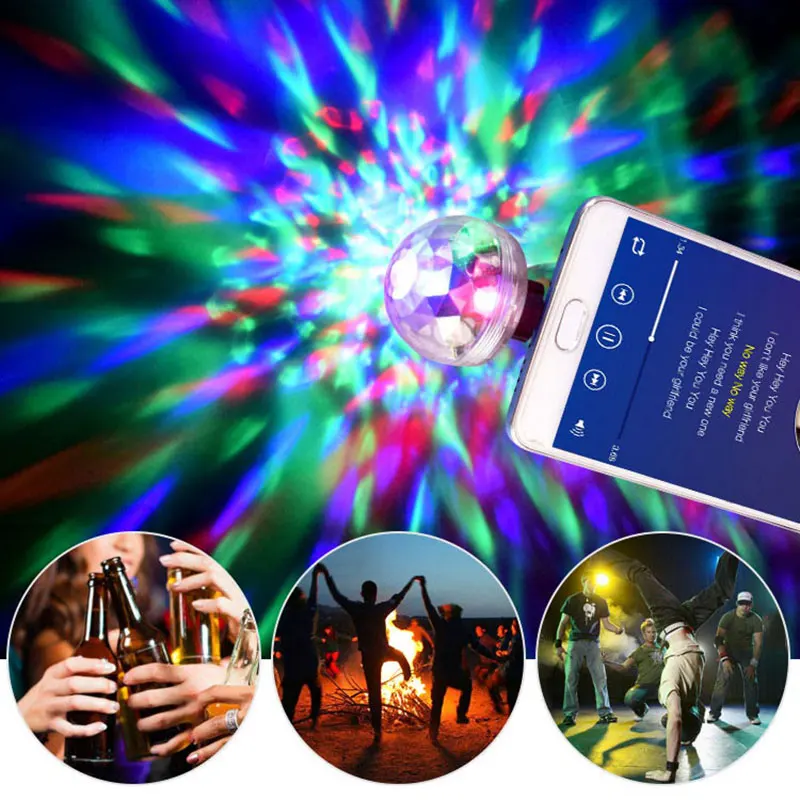 

Mini USB Magic Ball LED Colorful Light For Mobile Phone Car Decoration Auto Rotating Bulbs LED Disco Lamps