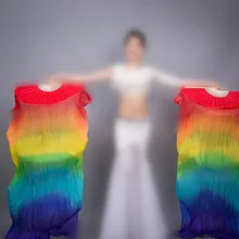 Дешевый искусственный Шелковый веер для танца вуаль огненное пламя 1 пара(1 л+ 1р) танец живота бамбуковый длинный веер для взрослых 150 см 180 см