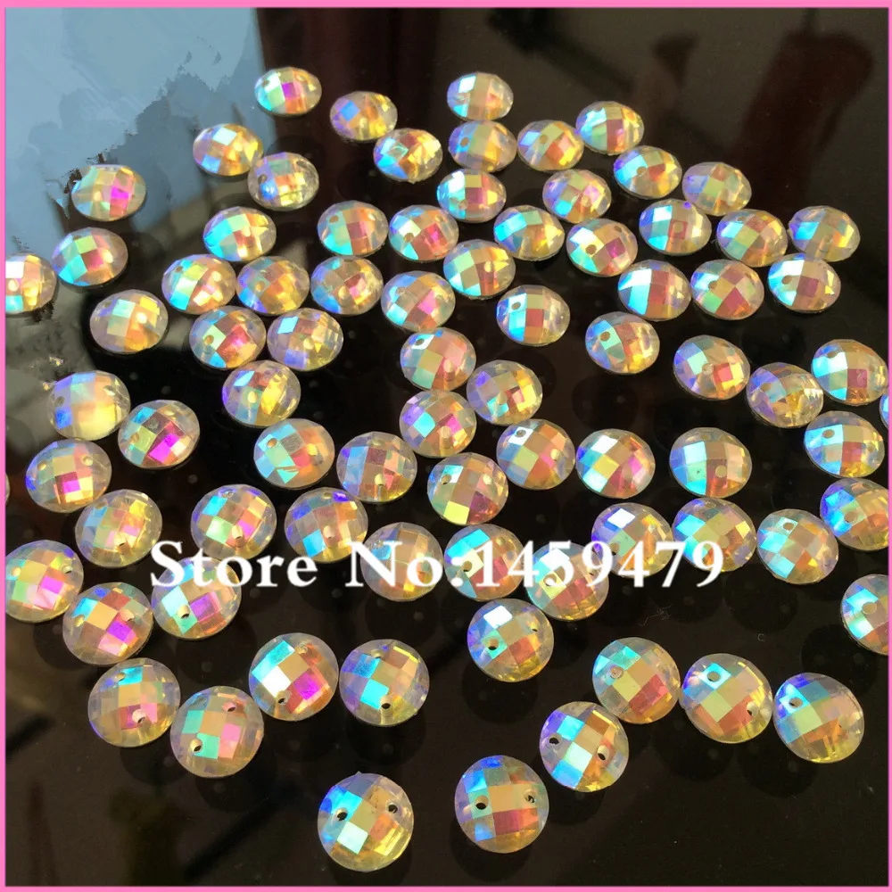 Mesh Surface Rhinestone 200pcs 8mm Resin Crystal Light Yellow AB Flatback Round Sew-On 2 Holes Big Promotion L32 Free Shipping | Дом и сад