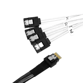 

Jimier Slim Line SAS 4.0 SFF-8654 4i 38pin Host to 4 SATA 7pin Target Hard Disk Fanout Raid Cable 0.5M