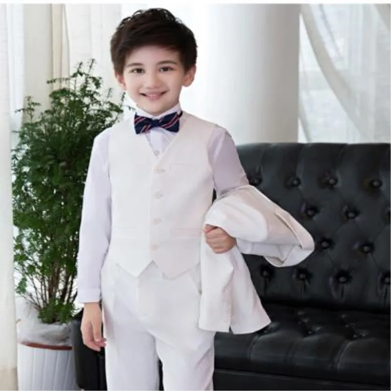Boy White Double Breasted Tuxedo Communion Dress Suit