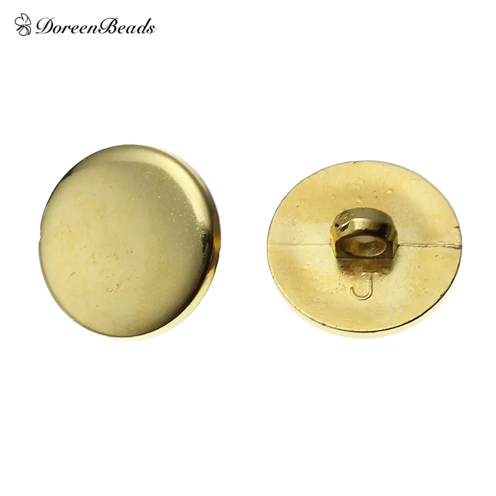 DoreenBeads Plastic Sewing Shank Buttons Round Gold Color 18mm( 6/8