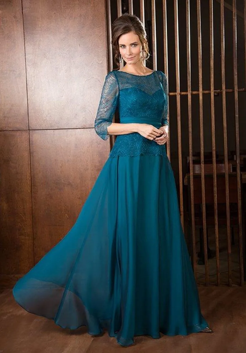 New Arrival A-Line Scoop Chiffon Mother Of The Bride Dresses Three Quarter Cap Sleeve With Appliques Lace For Wedding | Свадьбы и