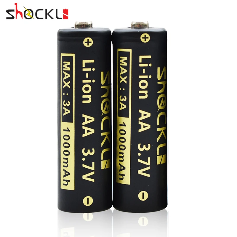 

2pcs Shockli 14500 1000mAh 3.7V Li-ion Rechargeable Batteries AA Battery Lithium Cell for Led Flashlight, torch, Headlamps Toys