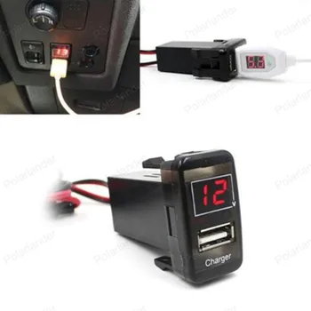 

Auto Car Charger digital Display Voltmeter For T/OYOTA V/IGO 5V 2.1A cell Phone Dashboard USB Charger with Wire Only Blue