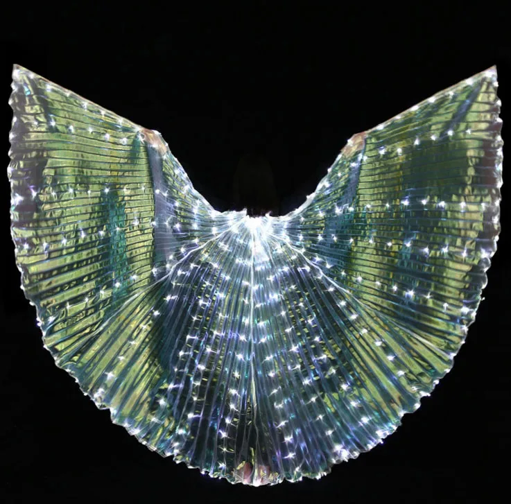 Womens-White-Gold-Light-Belly-Dance-LED-Wings-Butterfly-Dancer-Costumes-Glowing-Oriental-Indian-Bellydance-Dancing