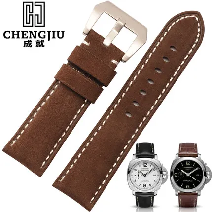 

24mm Men's Watch Band For Panerai Watches Strap Clock Bracelet Leather Male Straps Watchbands Black Brown Strap Montre Pulseras