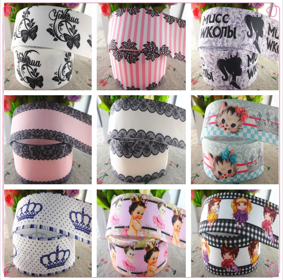 

18091906, 1" 25mm,1-1/2" 38mm,10 yards cartoon printed grosgrain ribbons DIY hair bows handmade materials