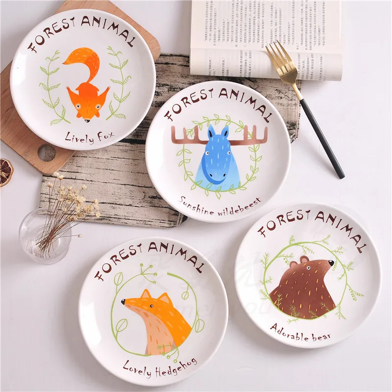 

Creative Animal Fox Cartoon Dessert breakfast plate Ceramic soup plate steak fruit dish Child dishes Porcelain Tableware Platter