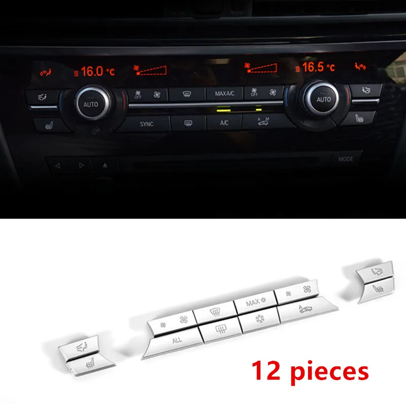 Автомобильный Стайлинг мультимедийный кондиционер CD панель Кнопка крышка интерьера кнопки наклейка для BMW 5 серии f10 f18 авто аксессуары - Название цвета: 12pcs model B