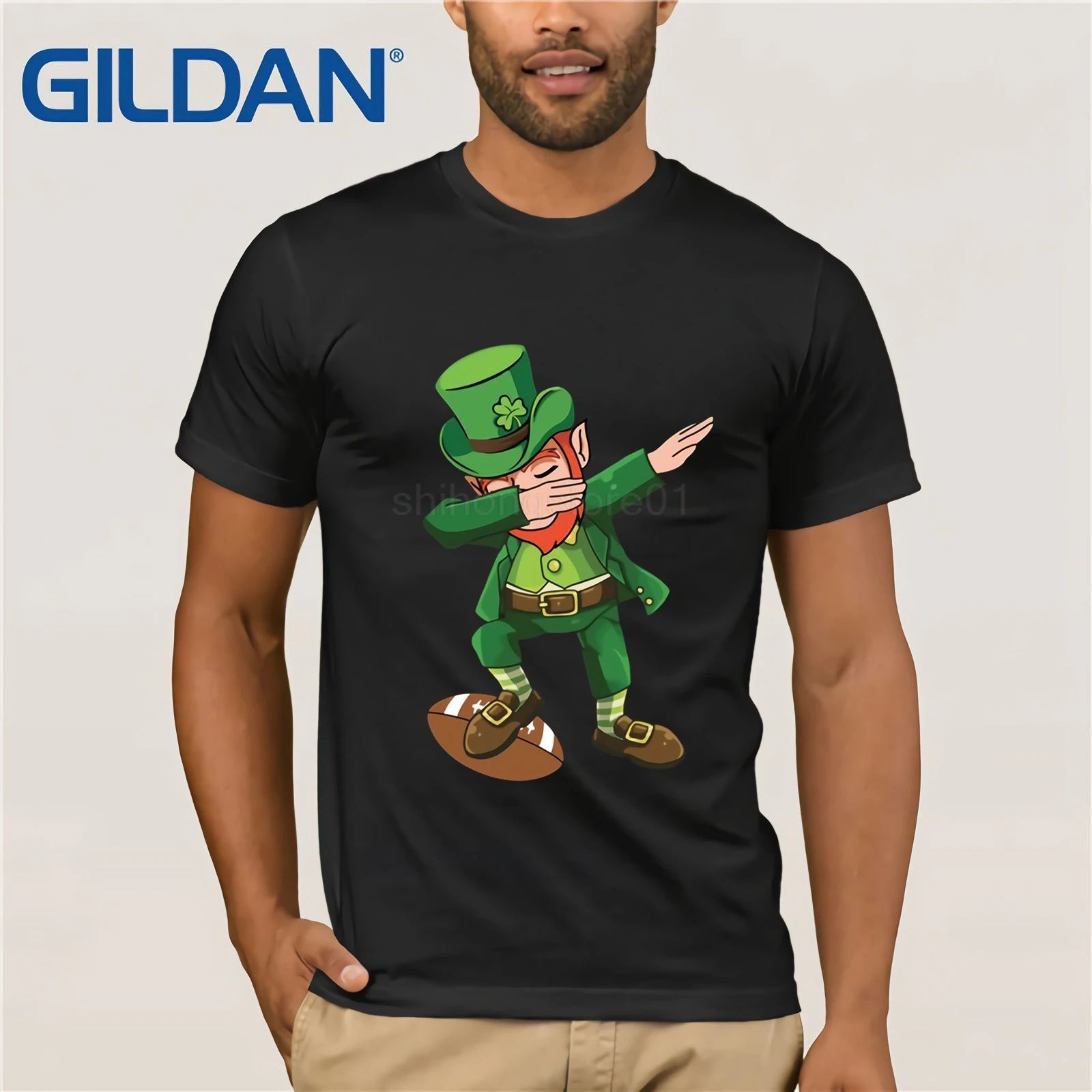 كبير بيع الأخضر ايرلندا الجني اللمس الرقص تي شيرت Rugbys 90's الكرتون نموذج T قميص الرجال جديد موضة الهيب هوب كبيرة التي شيرت
