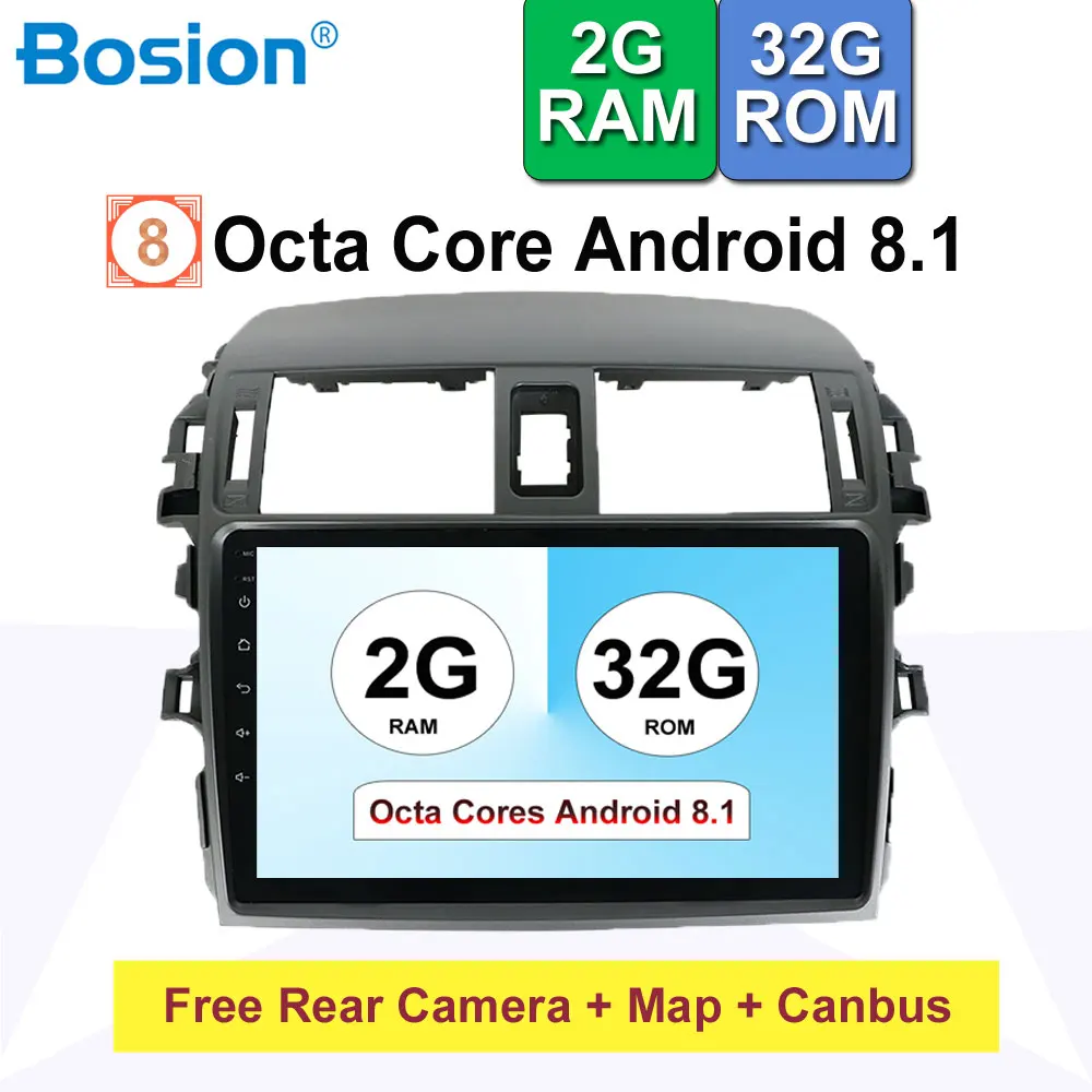 

Octa Cores 2 din Android 8.1 car radio player gps 32G ROM for Toyota Corolla 2007 2008 2009 2010 2011 car stereo usb map camera
