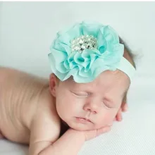 2018 New Fashion Hot children kids Baby girls pearl diamond chiffon flower Headband Headwear Hair Band
