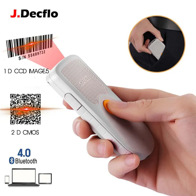 

NT1000 1D 2D QR Barcode Scanner Portable Mini Bluetooth 4.0 Bar Code Reader Work with Phones, Tablet, PC with Type C interface