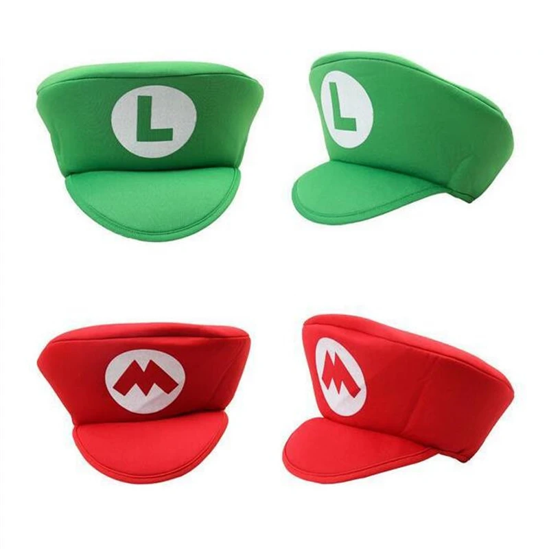 

Anime Super Mario Kids Adult Cosplay Props Hats Luigi Bros Fabric Dome Hat Baseball Cap Boys Girls Cosplay Accessories New