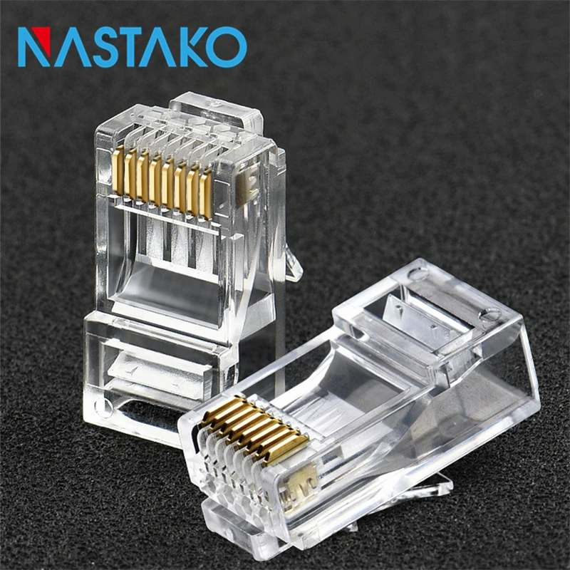 NASTAKO 50/100 шт. Cat6 RJ45 разъем Cat 6 Модульные вилки сетевой Ethernet UTP кабель с кристаллами