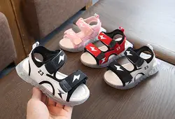 Популярные модели; Светящиеся детские сандалии для девочек и мальчиков; пляжная обувь в Корейском стиле; пляжная обувь; Новая летняя обувь