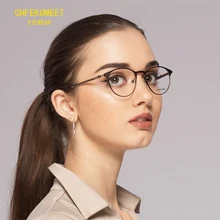 CHFEKUMEET, очки, оправа, круглая, для женщин, близорукость, очки по рецепту, металл, полная оптическая оправа, Безвинтовые очки
