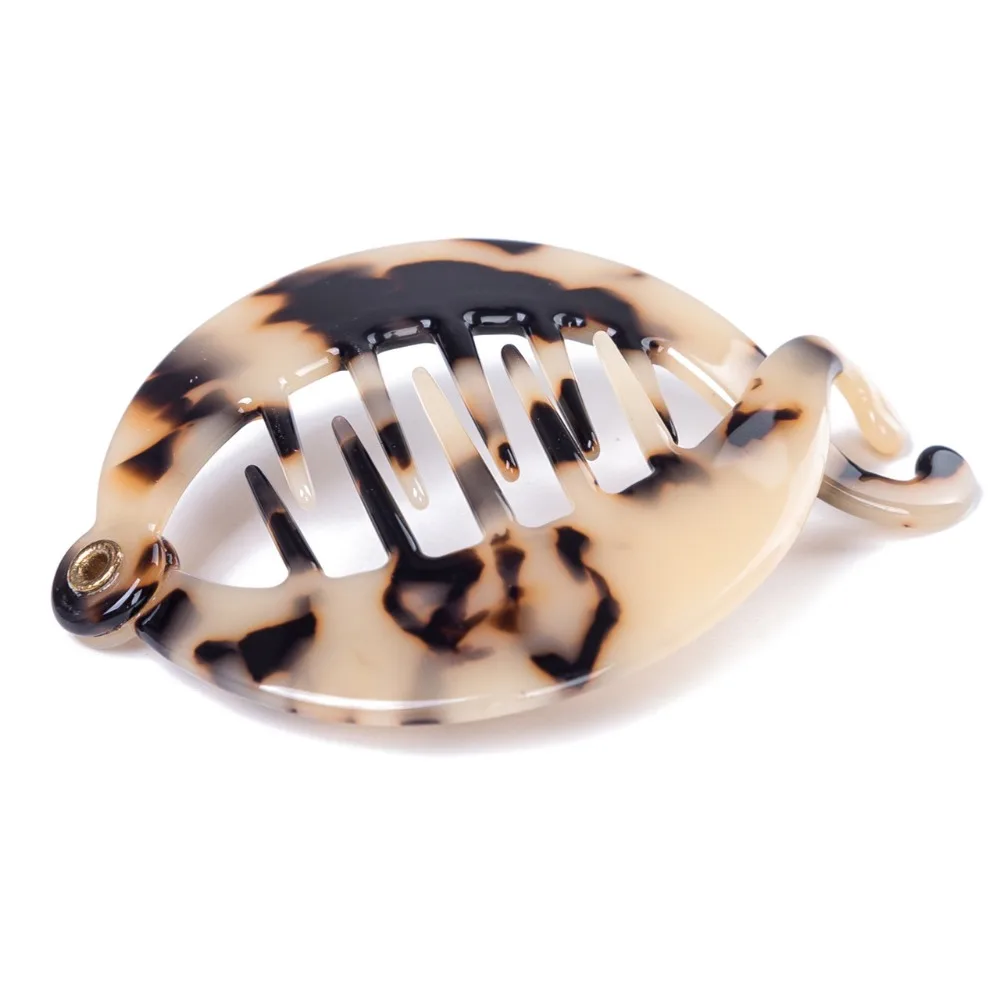 

3" Celluloid Round clip Pony Hair Luxury Handmade French Design Fashion Claw Tortoise Shell Accessories Women Hair Clip