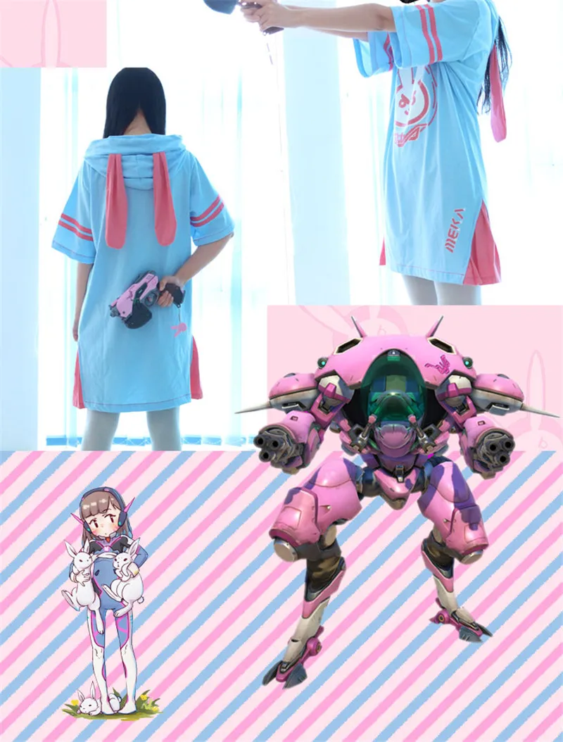 d. va cosplay orelhas de coelho hoodie