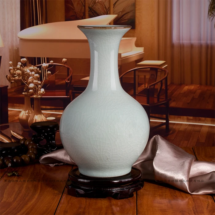 

Light Celadon Crackle Chinese Porcelain Flower Vases For Table Lamp And Decoration