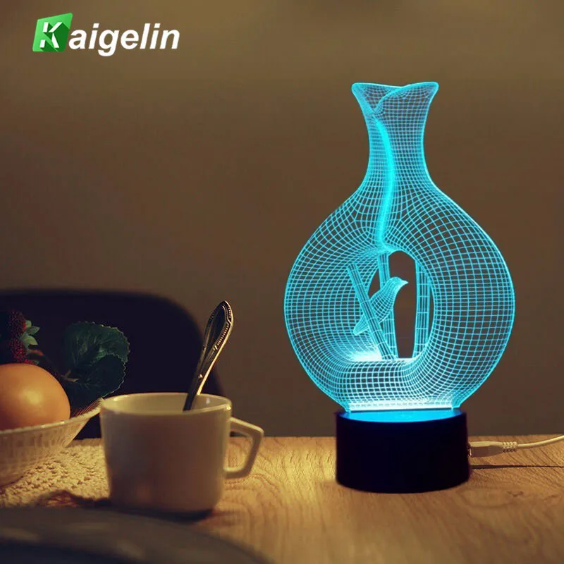 3D LED Night Light Bird In Cage Model 7 Colors 5V USB Led Lava Lamp Touch sensitive Illusion Nightlights Table Lamps For Bedroom|night light