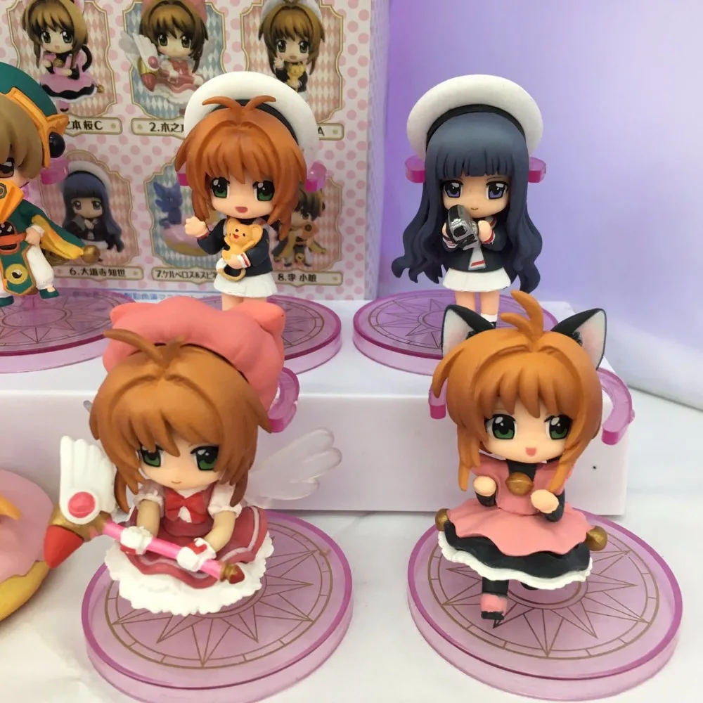 Card Captor Sakura Anime Action Figures Set Kinomoto Daidouji Li Syaoran Kero Kids Toy Dolls 8pcs Pvc Model Collection - 3