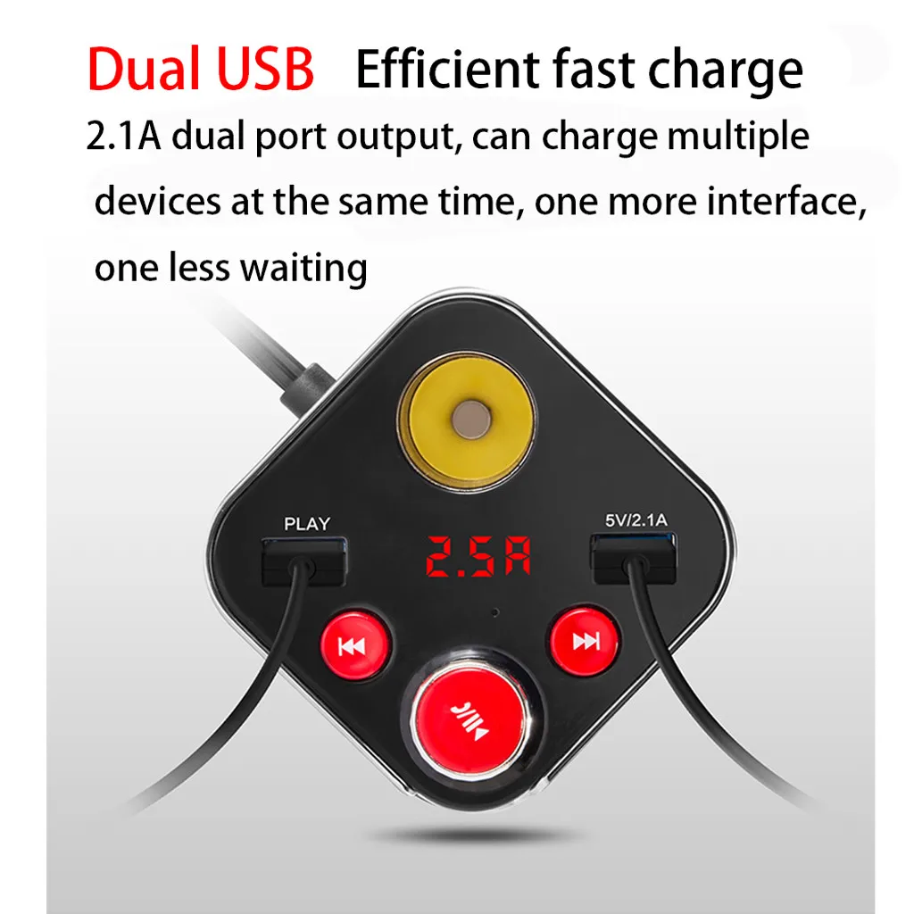 Двойной зарядное устройство USB автомобильный прикуриватель разъем для Bluetooth автомобильный FM передатчик громкой связи mp3-плеер адаптер Комплект USB зарядное устройство