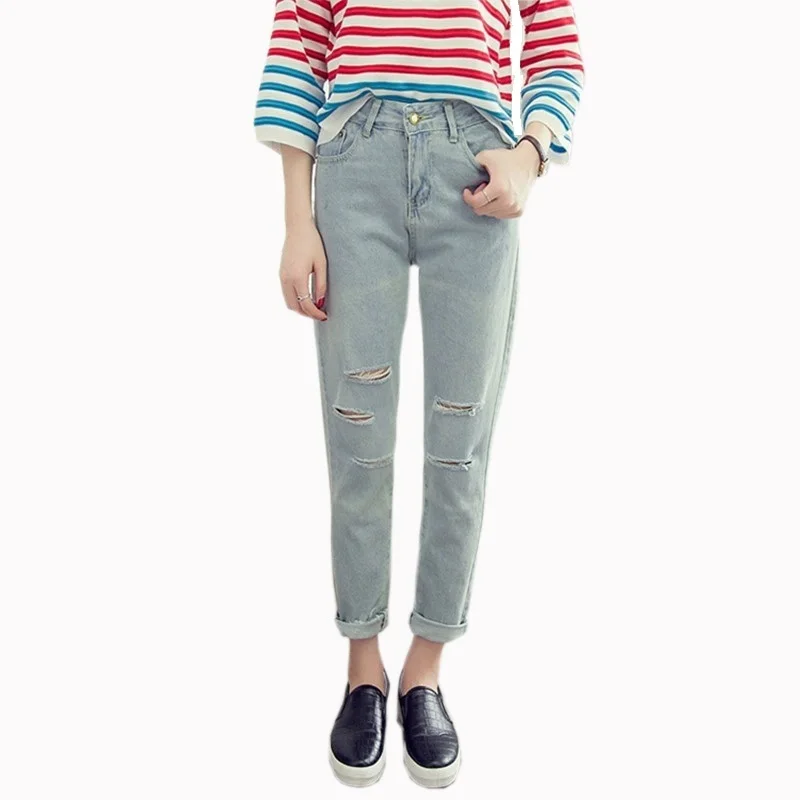 HziriP 2017 New Washed Ripped Jeans Women Autumn Winter