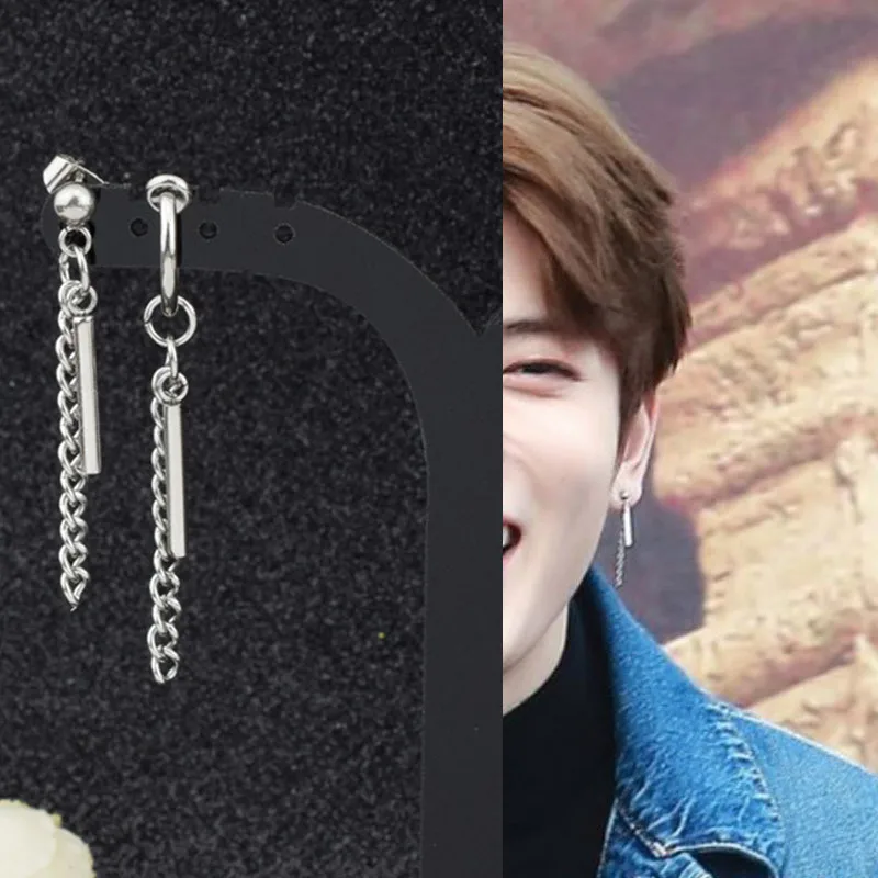 

Korean Star KPOP DNA V Fashion Earring Bangtan Boys JIN SUGA Jimin Tassel Long Chain Pendant Stud Earring Jewelry