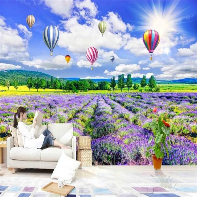 

Beibehang Custom Wallpaper 3D mural European Lavender Flower Sea TV Backdrop Living Room Bedroom Mural wallpaper for walls 3 d