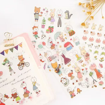 

6 Pieces/bag. Modern Miss Cat Decorative Stickers Daily Glue Stickers Diy Decoration Diary Stationery Stickers Children's Gifts