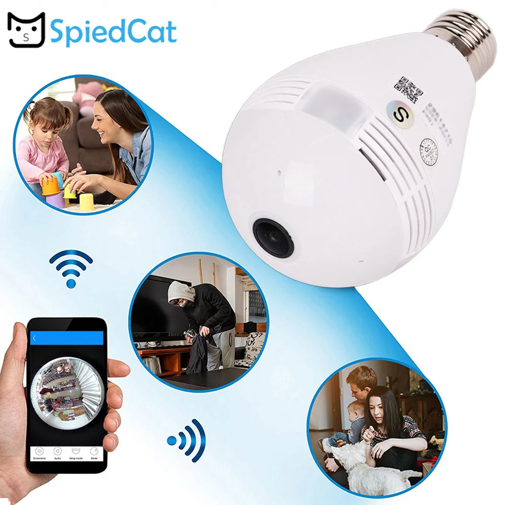 

Wifi 360 Degree Panoramic Wireless Night Vision HD 2MP Camera And Bluetooth Speaker Function Colorful Party Light Smart Bulb