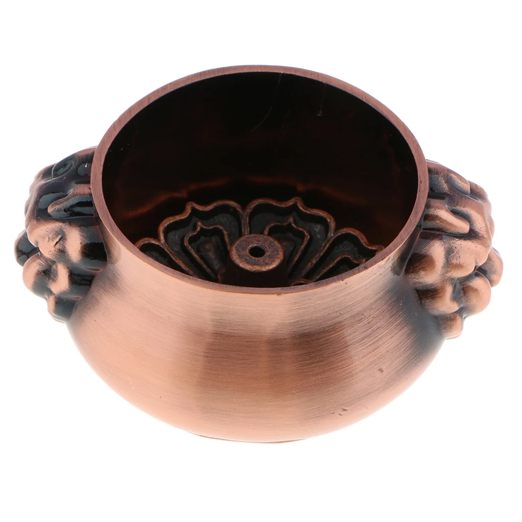 Vintage Copper Alloy Incense Burner Stick Holder Incense Base Bowl Home Tea House Decoration