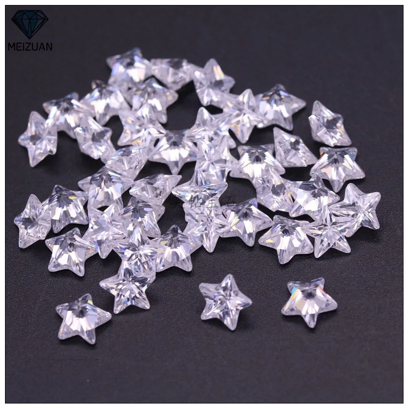 

MRHUANG 50pcs/pack Plum/STAR Zircon 11*11MM AAA Grade STAR Shape Cubic Zirconia DIY Jewelry Findings Supplies Free Shipping