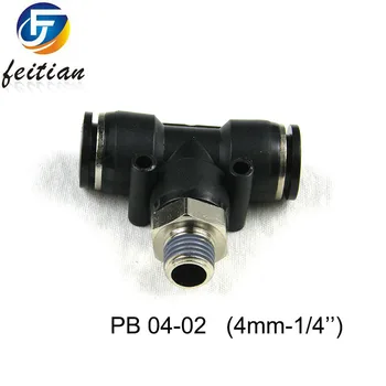 

100PCS G1/4'' FPB Male Thread 4mm Push In Joint Tee Pneumatic connector quick fittings/AIR-Power Tools FPB 04-02 BLACK