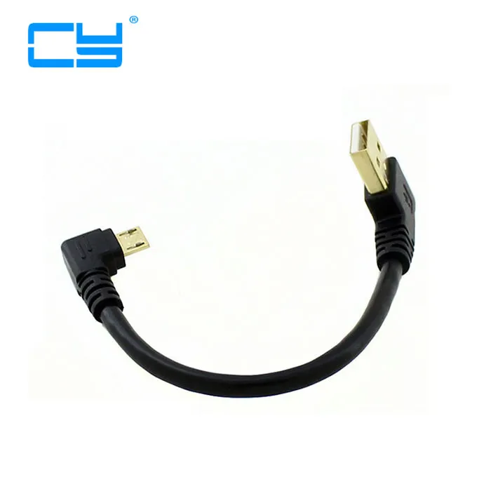 Короткий позолоченный кабель Micro USB длиной 0 1 м с прямым углом 90 градусов и левым