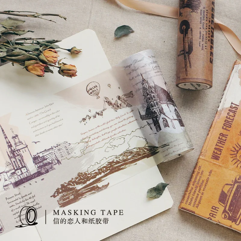 

10cm Retro Plants Washi Tape Adhesive Tape DIY Scrapbooking Sticker Label Masking Tape