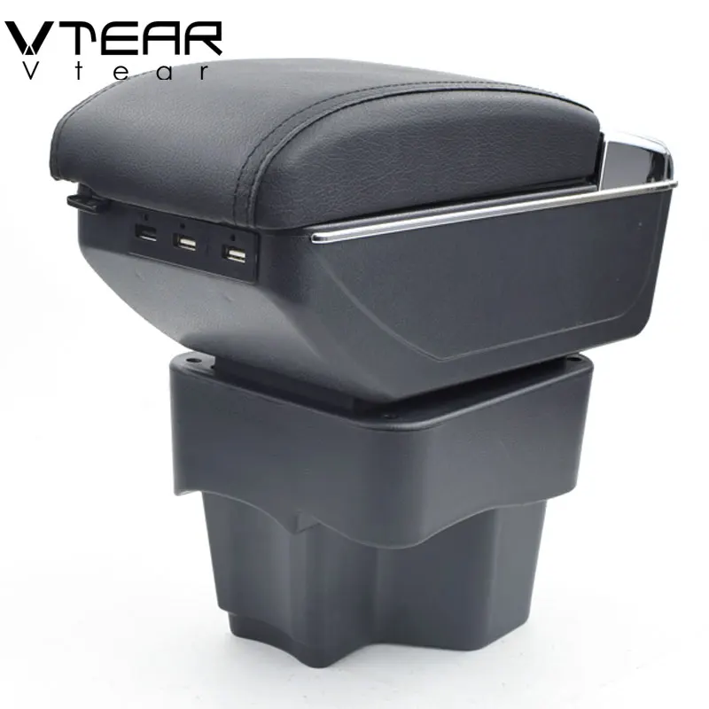 

Vtear For Kia Rio K2 armrest box USB Charging interface heighten central Store content box cup holder ashtray accessories parts