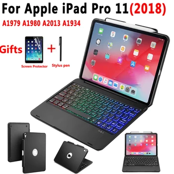 

Backlit Bluetooth Keyboard Case for iPad Pro 11 2018 A1979 A1980 A2013 A1934 Pencil Holder Smart Cover 7 Color Wireless Keyboard