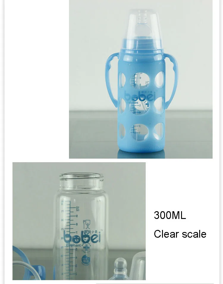 300 мл силиконовая стеклянная бутылка с ручкой для кормления ребенка, регулируемая чашка для воды, бутылочки для новорожденных