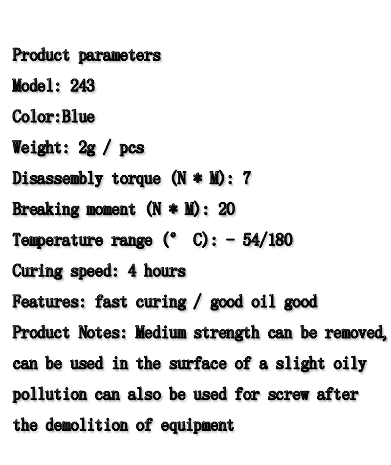 2 шт Анаэробные 243 винты с синим жидким клеем, фиксированные винты для предотвращения ударов, ржавчины, коррозии, ржавчины, фиксированные винты для офиса, дома 2 г