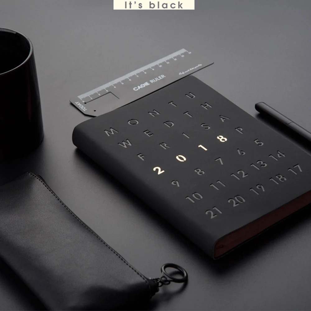 

A5 Decent Convenient Journal Note Book Notepad Time Planning Hard Diary Calendar Month Planner Schedule wiht Black Gold Pen