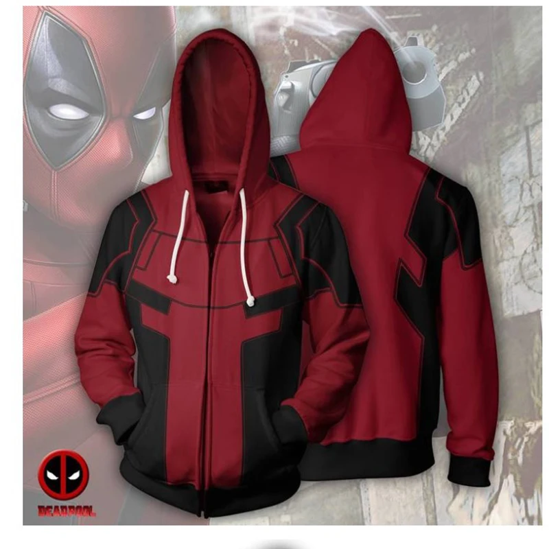 

Deadpool 3D Print Deadpool Hoodies Zipper Fashion Men's Jacket Coat Boys Cosplay Costumes Hooded Sweatshirts Tops S-5XL