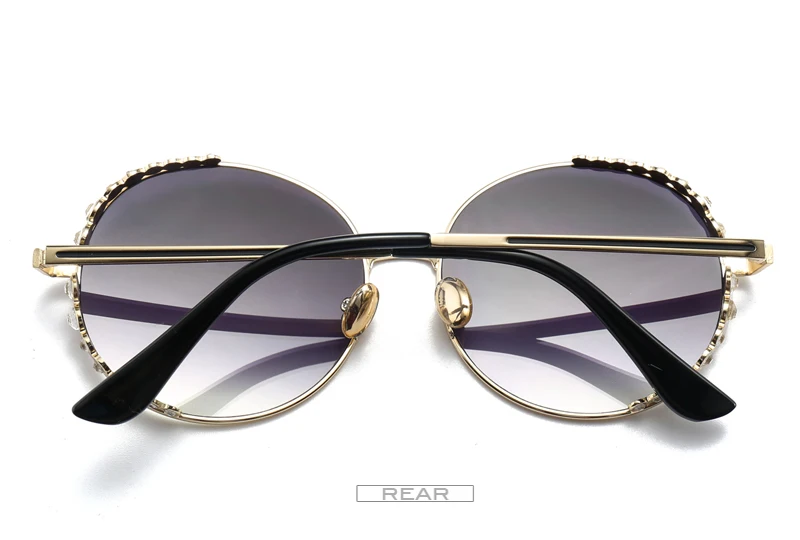 TAOTAOQI бренд солнцезащитных очков Для женщин мода металлическими Стразами Круглый Дизайнер Солнцезащитные очки женские 2018 оттенков Óculos