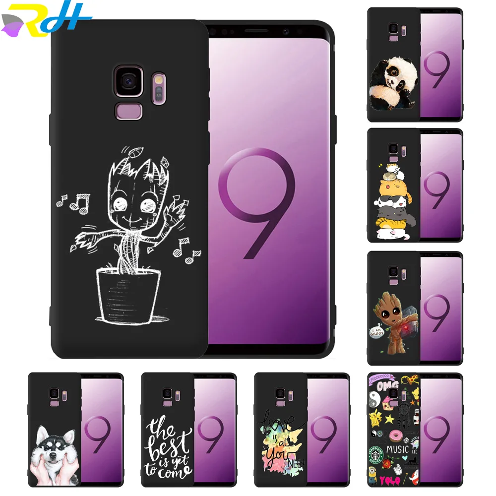 

Soft Black silicone TPU Cover for Samsung Galaxy S8 S9 S10 Plus S6 S7 Edge S10 Note 8 9 Coque Etui Panda husky Case