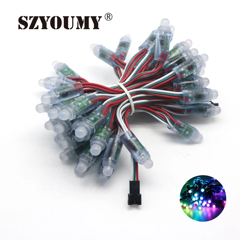 SZYOUMY WS2811 1903 12 мм светодиодный пиксельный модульный DC5V Водонепроницаемый полный Цвет RGB Строка Рождество автономные адресные провода
