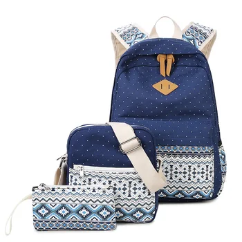 

3 sets National Wind Backpack Ethnic Women Backpack for School Teenagers Girl Vintage Stylish School Bag Ladies Canvas Backpack